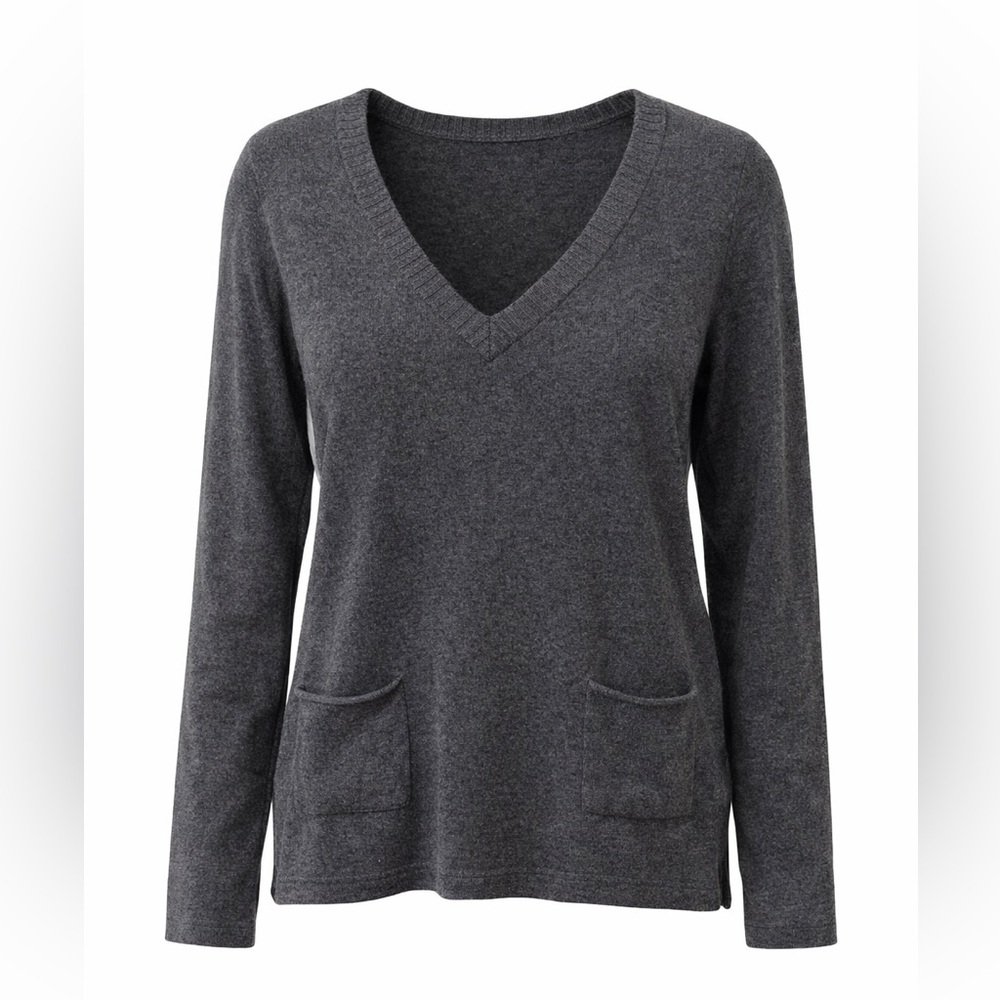 Velvet 100% cashmere grey pullover, large